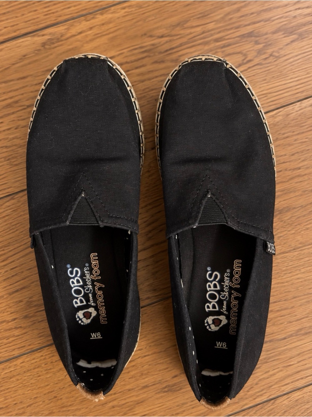 BOBS from Skechers Black Canvas Slip-On Loafers